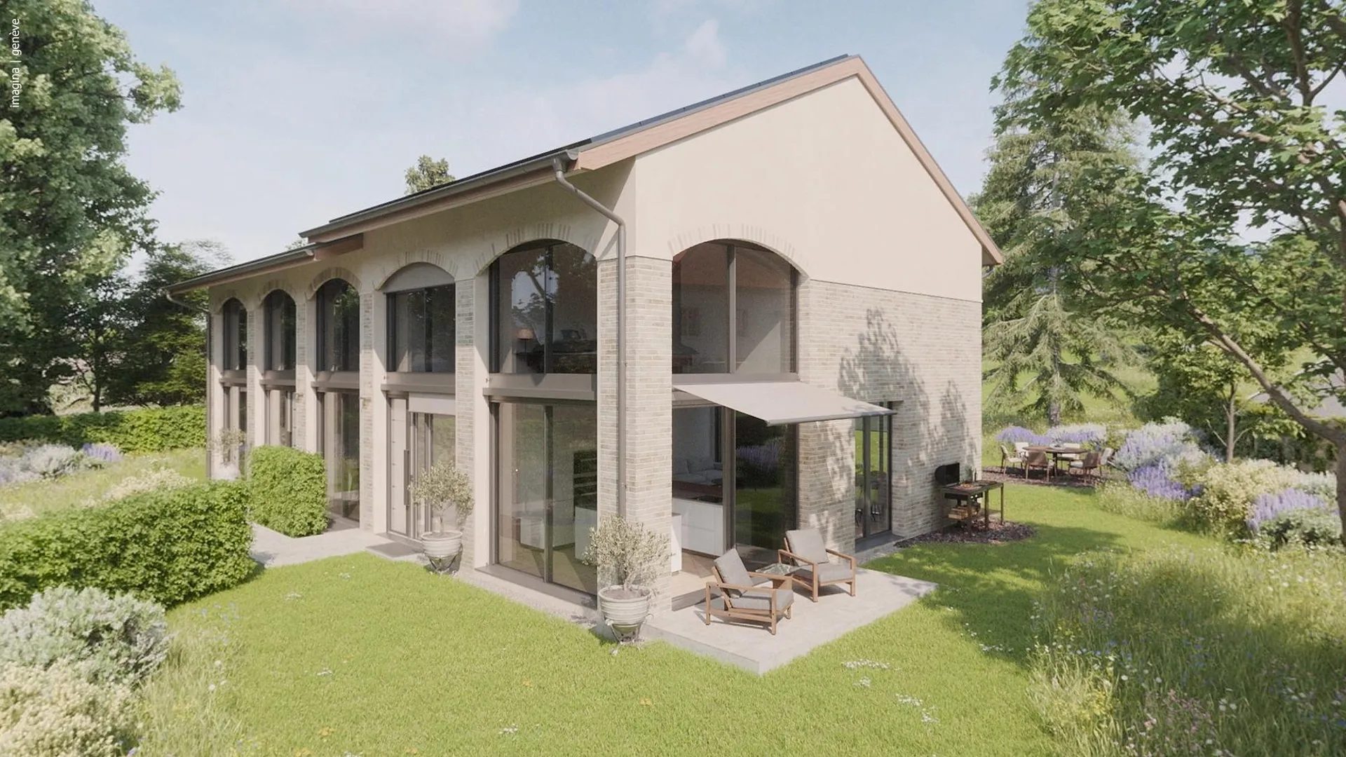 Villa contemporaine d'exception avec grand jardin au coeur d'Anières
