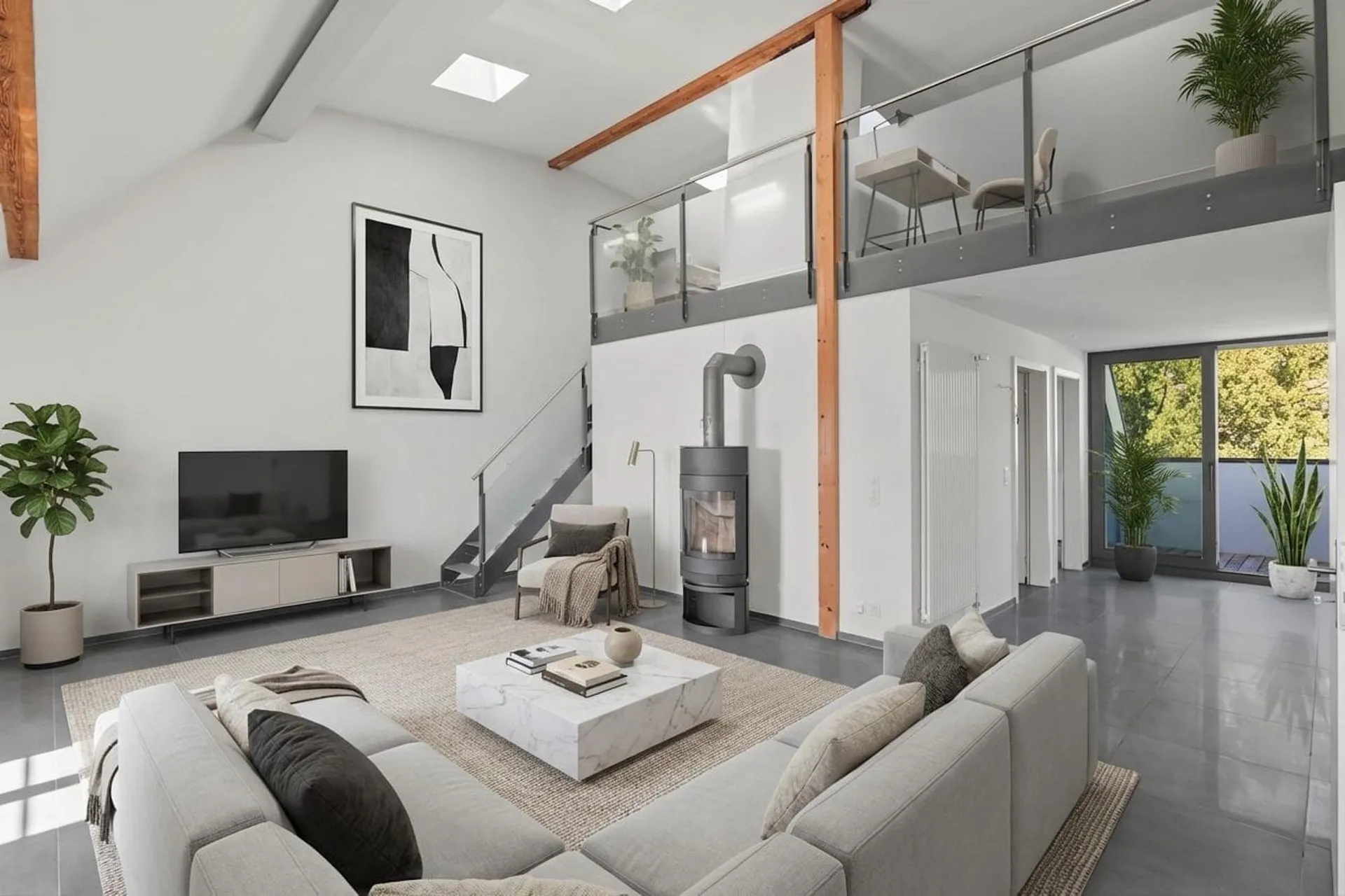 3.5-room attic apartment with gallery near Bern, stylish & unique