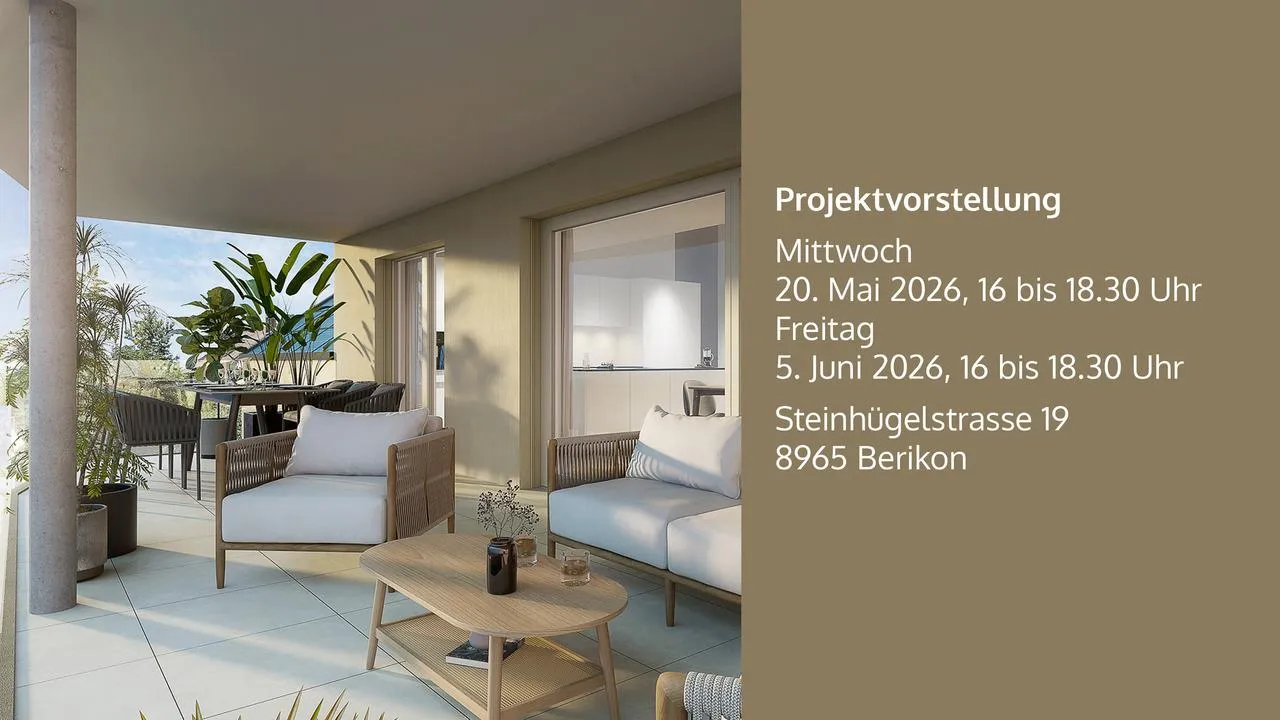 2½-Zimmer Obergeschosswohnung mit grossem Balkon in Berikon