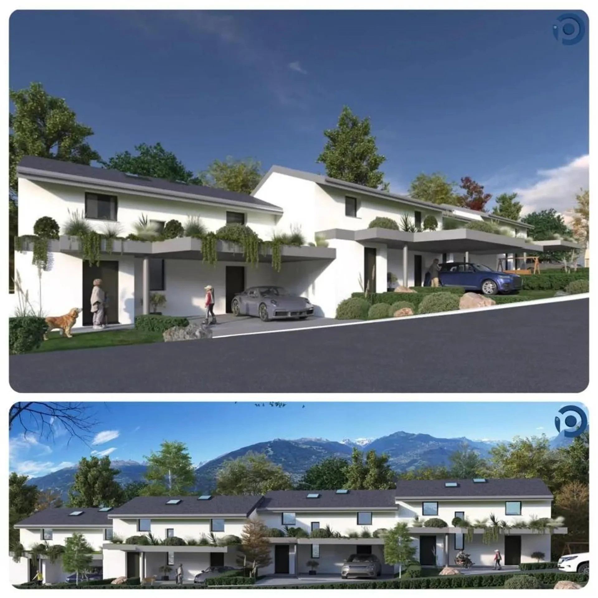 Villas mitoyennes, neuves, Conthey, cadre idyllique, 4,5 pces, 5.5 pces, pelouses, terrasses, soleil, vignoble, ski