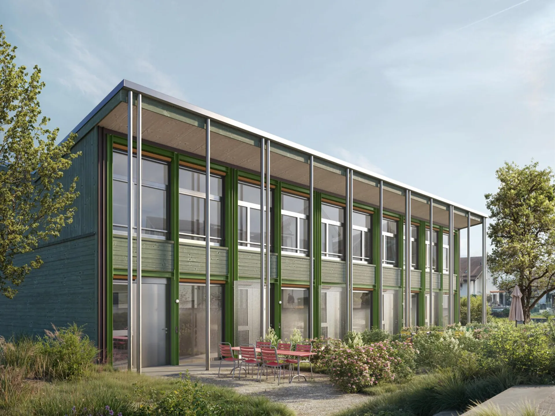 Erstvermietung: Atelier-Reihenhaus im Garten an sonniger ruhiger Lage