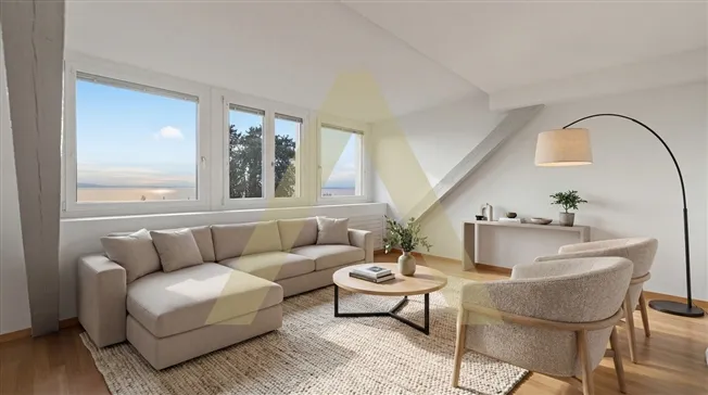 Favorit auf einem Dachboden mit Seeblick