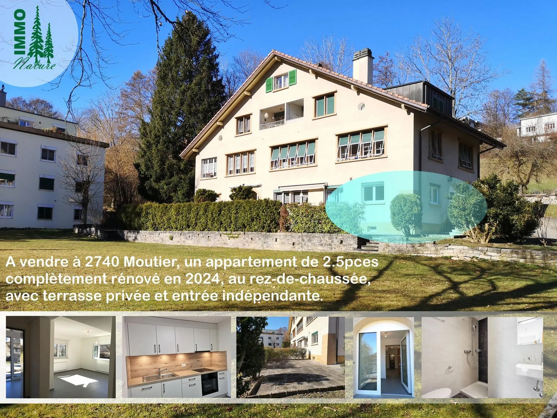 Zu verkaufen in Moutier eine Wohnung mit Terrasse, komplett renoviert im Jahr 2024