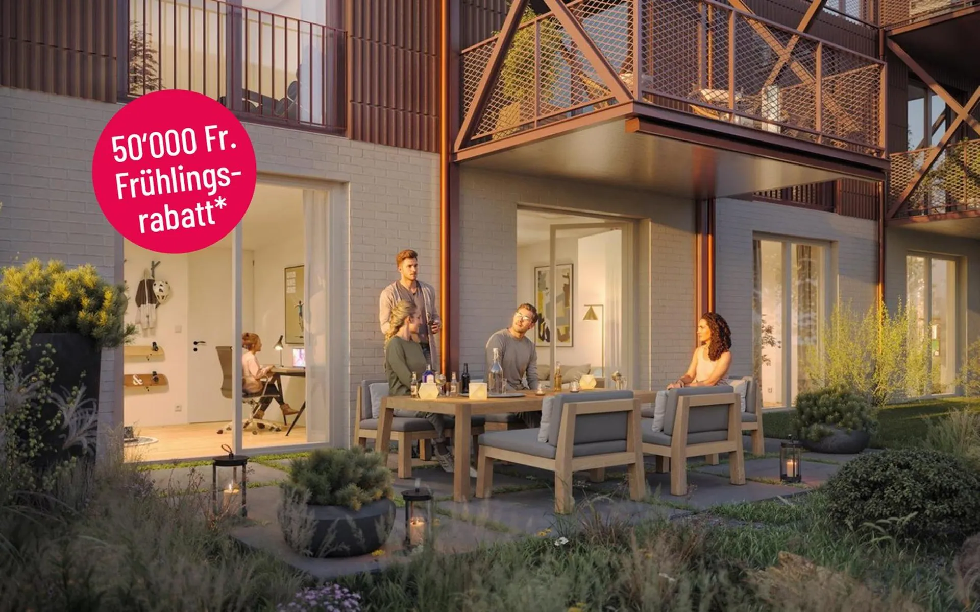 Appartement de jardin élégant avec espace de séjour ensoleillé.