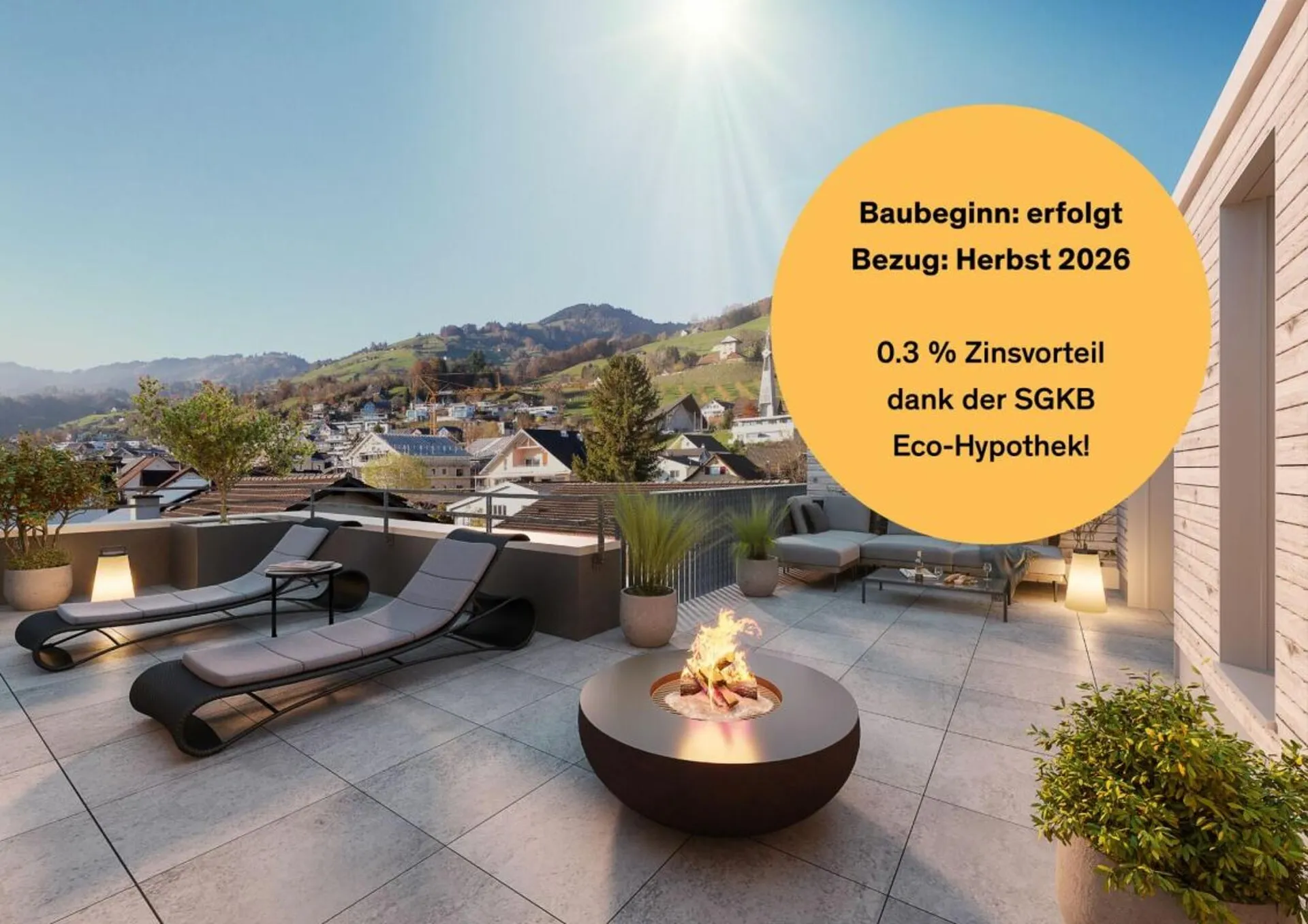 Äusserst hochwertige Attikawohnung mit riesiger Terrasse und wunderschöner Weitsicht