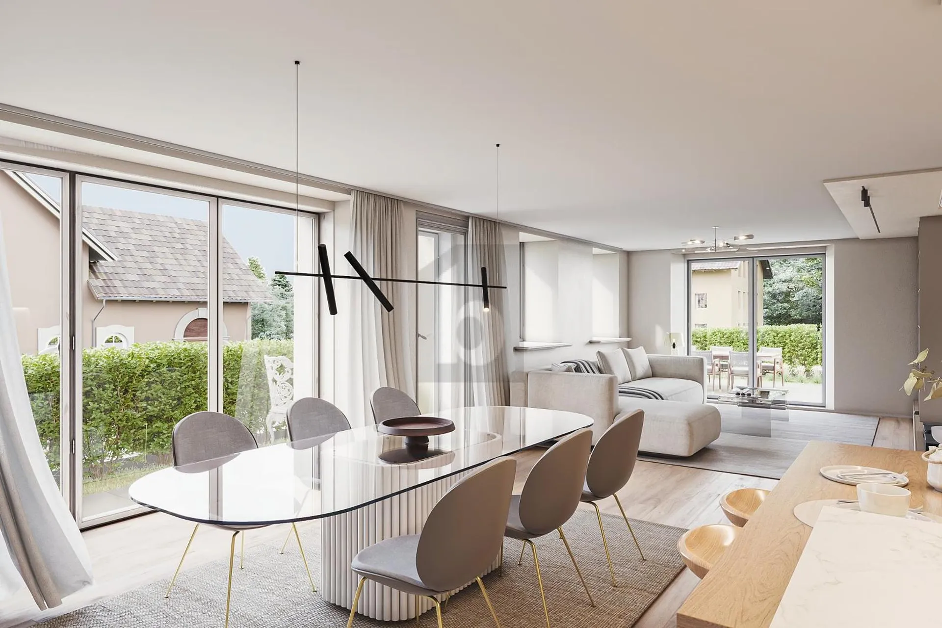 Superbe appartement de 4,5 pièces en rez de jardin au coeur du village