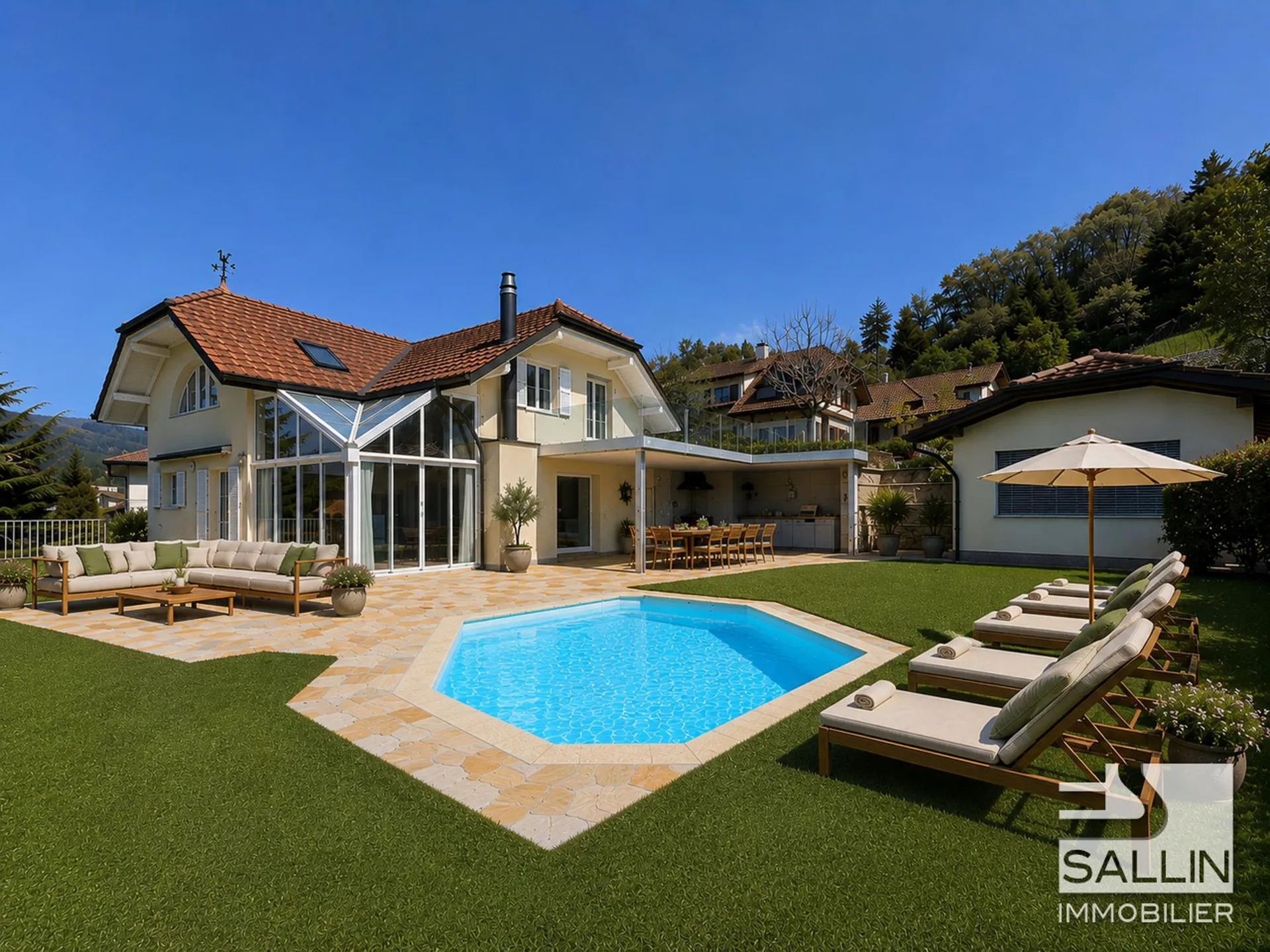 Élégante propriété de 6½ pièces d'env.  250 m², piscine, SPA et garage