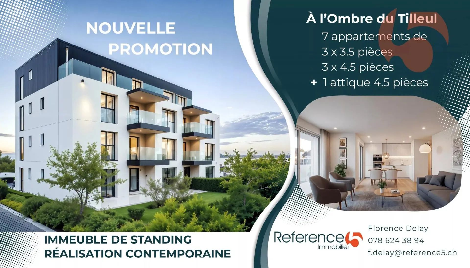 Bel appartement de standing au 2ème étage dans immeuble contemporain aux lignes épurées !