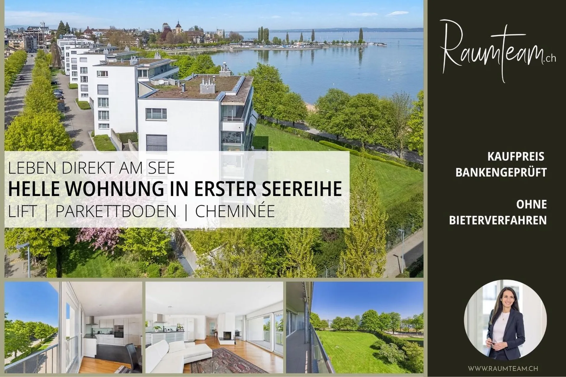 Leben direkt am See: Gepflegte Wohnung mit Lift und Cheminée