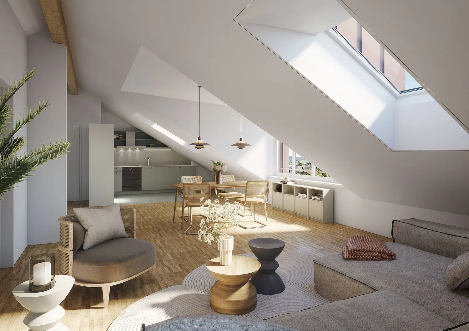 Helle Dachwohnung mit modernem Wohnkomfort